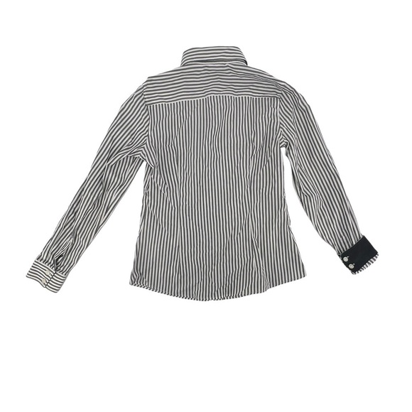 Banana Republic Gray Striped Non Iron Fitted Button Up Blouse Size 8 Women’s - Picture 3 of 5